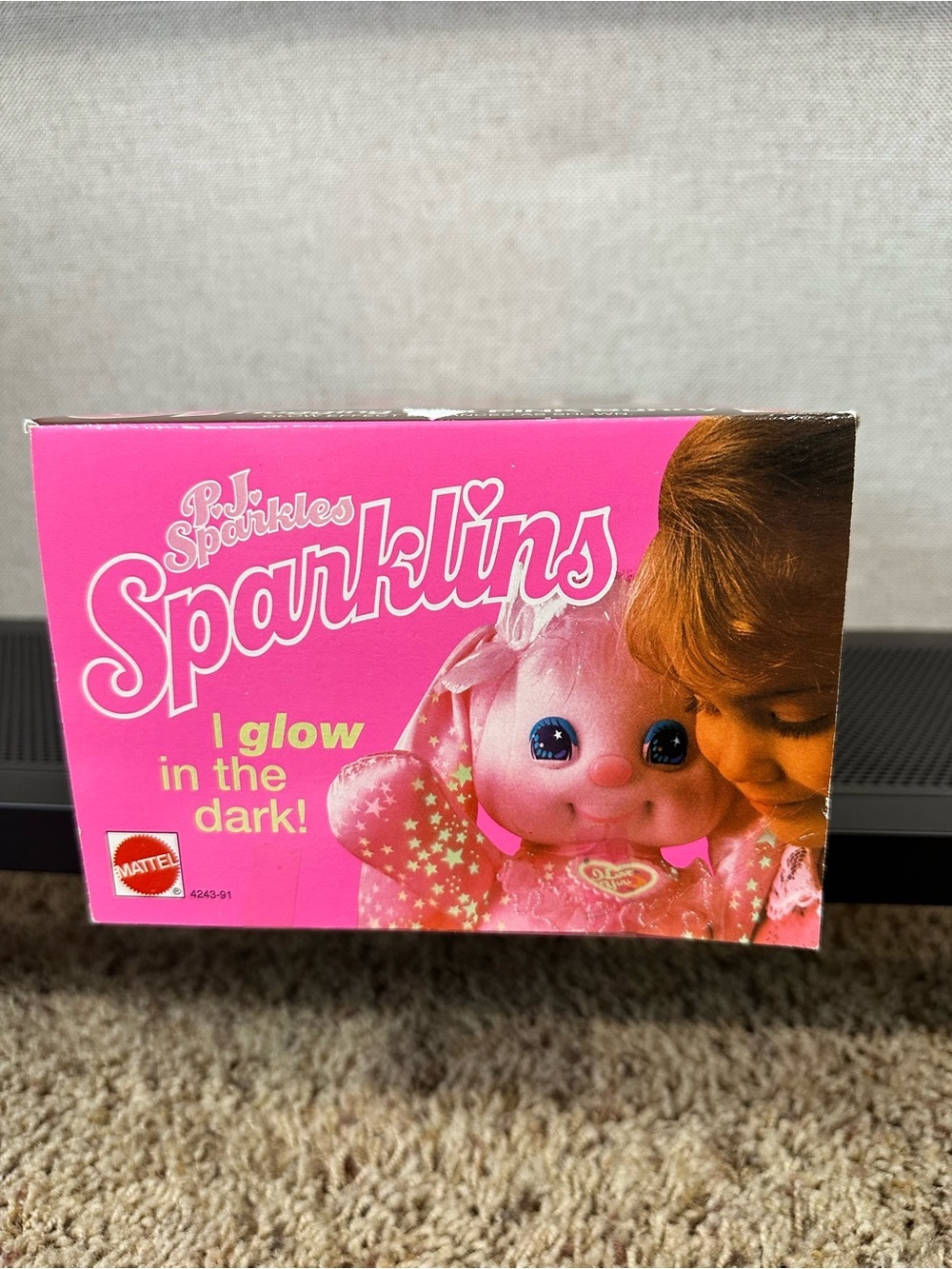 Mattel PJ Sparkles Sparklins Pink Bunny 1989 In box Glow-in-the-dark Rare - Picture 7 of 16
